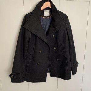 Wmn's Thread & Supply Black Dbl Breasted Peacoat
